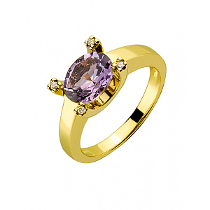 Золотое кольцо с аметистом  и  бриллиантами (01-200510760) фотография