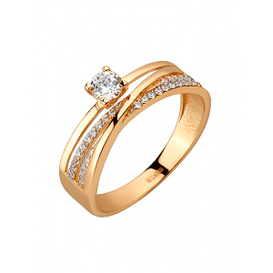 Золотое кольцо с фианитом (цирконием куб.) (01-200845160) фотография