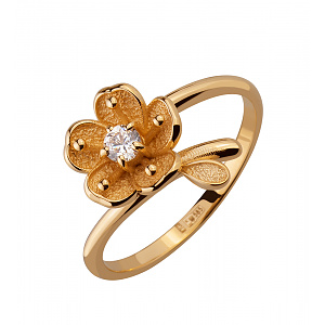 Золотое кольцо с фианитом (1б_к-256) фотография