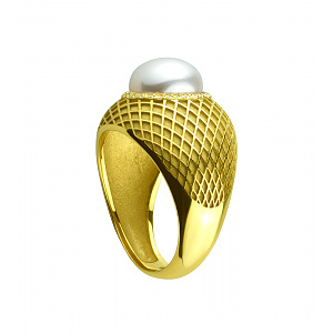 Золота каблучка з діамантами  та  перлиною (3б_к-213) картинка Золота каблучка з діамантами  та  перлиною (3б_к-213) фотографія