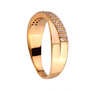 Золотое кольцо с цирконием куб. (01-200364861) фотография