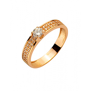 Золота каблучка з цирконієм куб. (01-200374261) фотографія