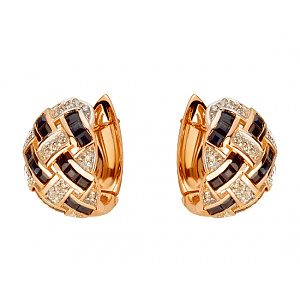 Золотые серьги с бриллиантами  и  корундами (01-200447861) фотография