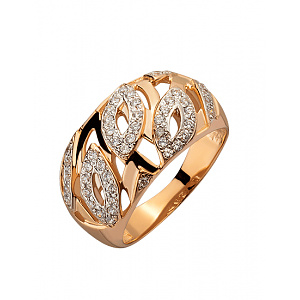 Золотое кольцо с цирконием куб. (01-200535161) фотография