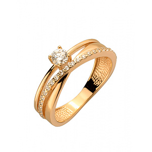 Золотое кольцо с цирконием куб. (01-200542761) фотография