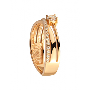 Золотое кольцо с цирконием куб. (01-200542761) фотография