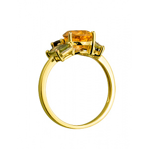 Золота каблучка з кварцами, хризолітом  та  цитрином (01-200563561) картинка Золота каблучка з кварцами, хризолітом  та  цитрином (01-200563561) фотографія