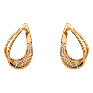 Золоті сережки з цирконієм куб. (01-200575961) фотографія