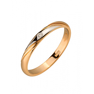 Золотое обручальное кольцо  с бриллиантом (01-200602961) фотография