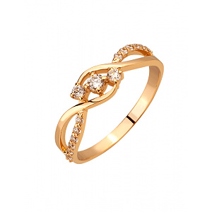 Золотое кольцо с фианитом (цирконием куб.) (01-200838361) фотография