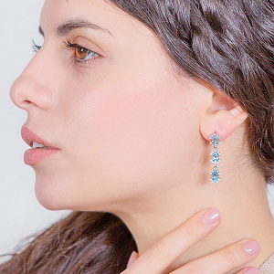 Золотые серьги с топазами  и  фианитами (2б_с-037) фотография