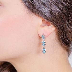 Золотые серьги с топазами  и  фианитами (2б_с-037) фотография