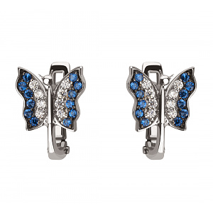 Золотые серьги с фианитом  и  шпинелем (11б_с-050) фотография