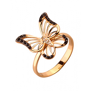 Золотое кольцо с цирконием куб. (01-19076462) фотография