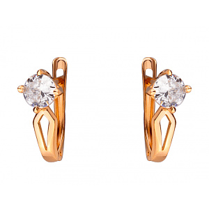 Золоті сережки з цирконієм куб. (01-200191462) фотографія