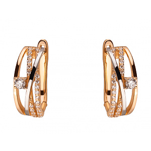 Золоті сережки з цирконієм куб. (01-200291162) фотографія