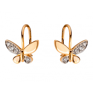 Золотые серьги с цирконием куб. (01-200343662) фотография