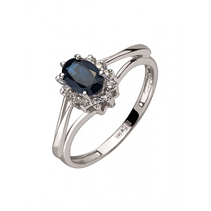 Золота каблучка з діамантами  та  корундом (01-200388262) фотографія