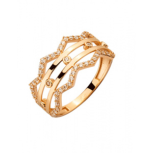 Золотое кольцо с цирконием куб. (01-200526562) фотография