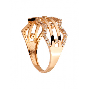 Золотое кольцо с цирконием куб. (01-200526562) фотография