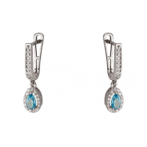 Золотые серьги с топазами  и  цирконием куб. (01-200547162) фотография