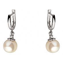 Золоті сережки з перлиною  та  фіанітом (цирконієм куб.) (01-200627462)