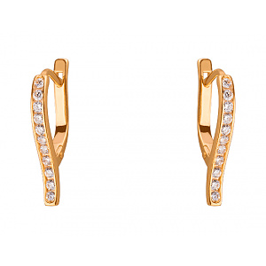 Золотые серьги с цирконием куб. (01-19319663) фотография