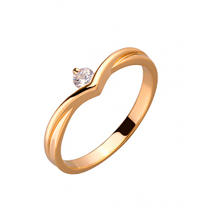 Золотое кольцо с цирконием куб. (01-200087463) фотография