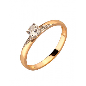 Золотое кольцо с цирконием куб. (01-200120263) фотография