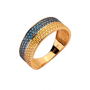 Золотое кольцо с цирконием куб. (01-200159963) фотография