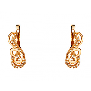 Золотые серьги с цирконием куб. (01-200443863) фотография