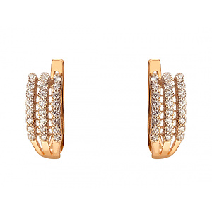 Золотые серьги с цирконием куб. (01-200510763) фотография