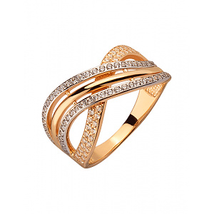 Золотое кольцо с цирконием куб. (01-200563563) фотография