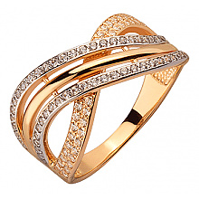 Золотое кольцо с цирконием куб. (01-200563563)