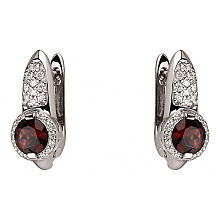 Золоті сережки з гранатами  та  діамантами (01-200602963)