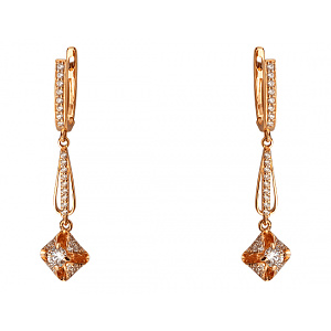 Золотые серьги с фианитом (цирконием куб.) (01-200807563) фотография