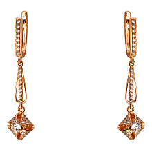 Золотые серьги с фианитом (цирконием куб.) (01-200807563)