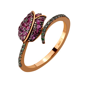 Золота каблучка з фіанітами (10б_к-176) фотографія