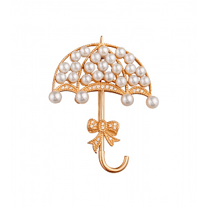 Золота брошка з перлинами  та  цирконіями (1б_бр-016) фотографія