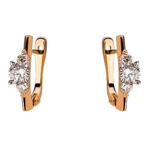 Золотые серьги с цирконием куб. (01-200336464) фотография