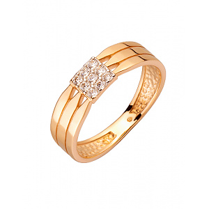 Золотое кольцо с цирконием куб. (01-200447864) фотография