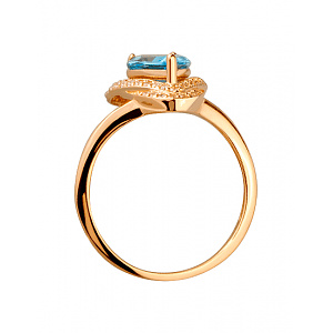 Золотое кольцо с топазом  и  цирконием куб. (01-200465964) фотография