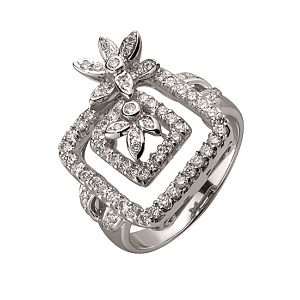 Золота каблучка з діамантами (01-200512264) фотографія