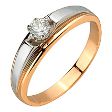 Золотое кольцо с бриллиантом (01-200838364)