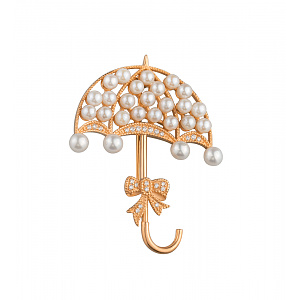 Золота брошка з перлинами  та  цирконіями (1б_бр-016) фотографія