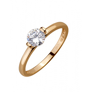 Золотое кольцо с цирконием куб. (01-18385365) фотография