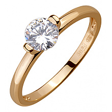 Золотое кольцо с цирконием куб. (01-18385365)