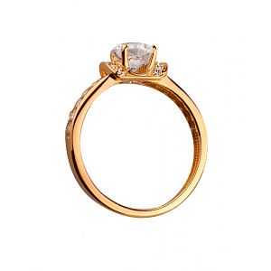 Золотое кольцо с цирконием куб. (01-19017465) фотография