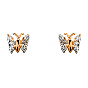 Золотые серьги с цирконием куб. (01-19252765) фотография