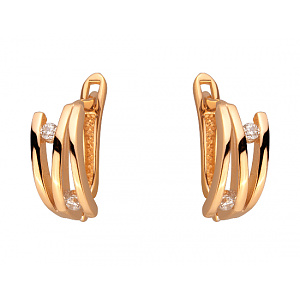 Золоті сережки з цирконієм куб. (01-200072465) фотографія